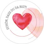 Bierdeckel  mit Herzmotiv und Text „Schön, dass Du da bist!“ 