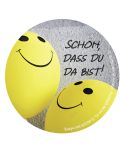 10er-Pck Aufkleber „Smileys“ (6 cm)  mit Text „Schön, dass Du da bist!“ 